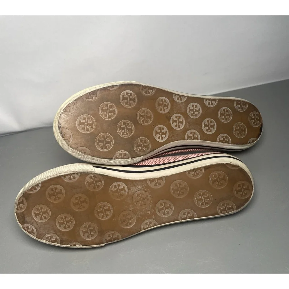 Tory Burch Women's Channing Red Canvas  Cap Toe Ballet Flats Size 6